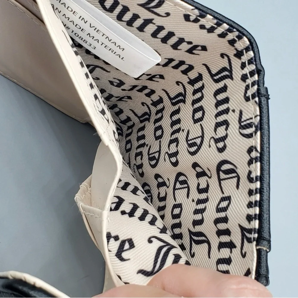 JUICY COUTURE Licorice Heart Quilt Wallet with a Gold Chain Heart